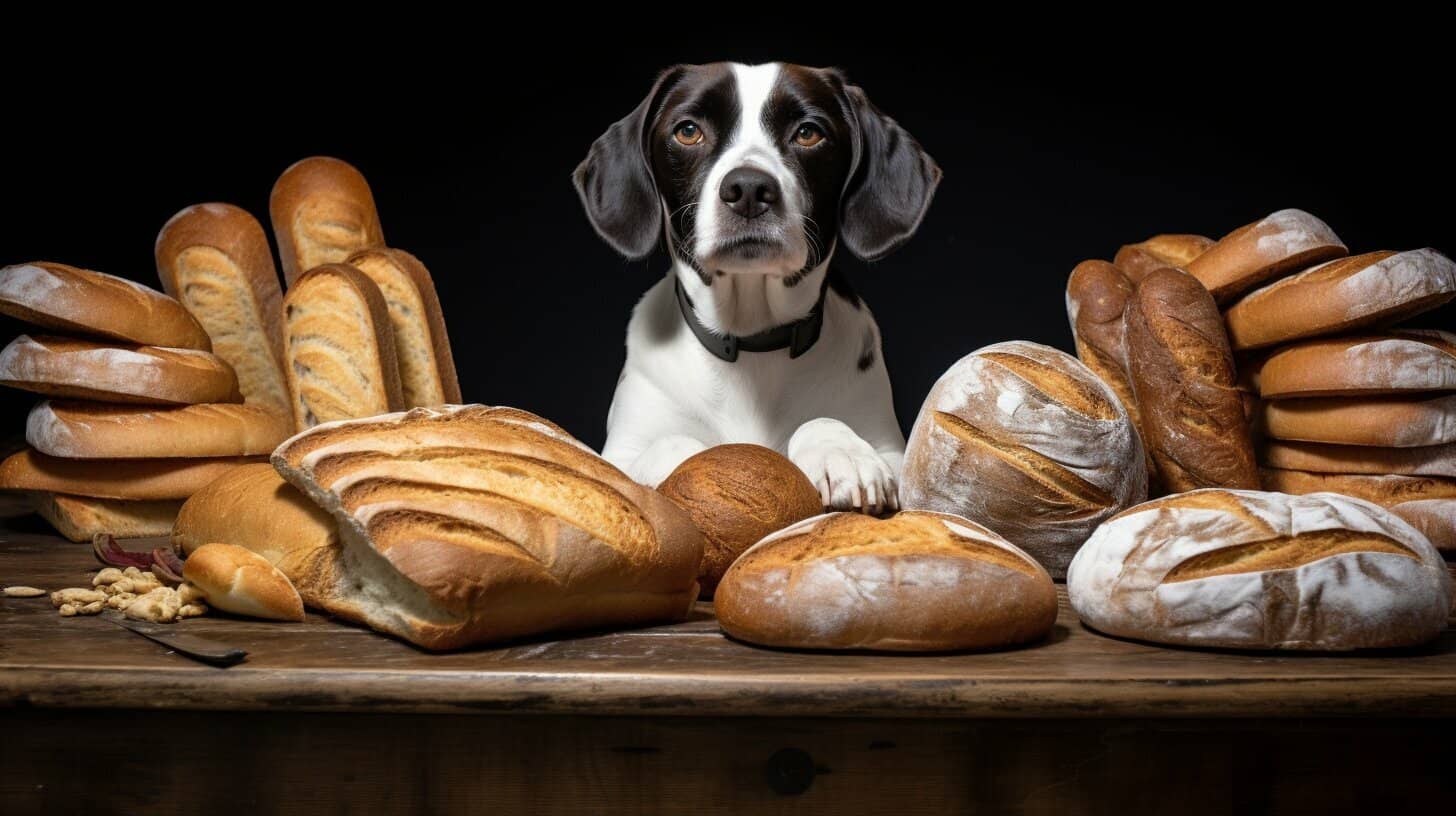 Dog with bread.